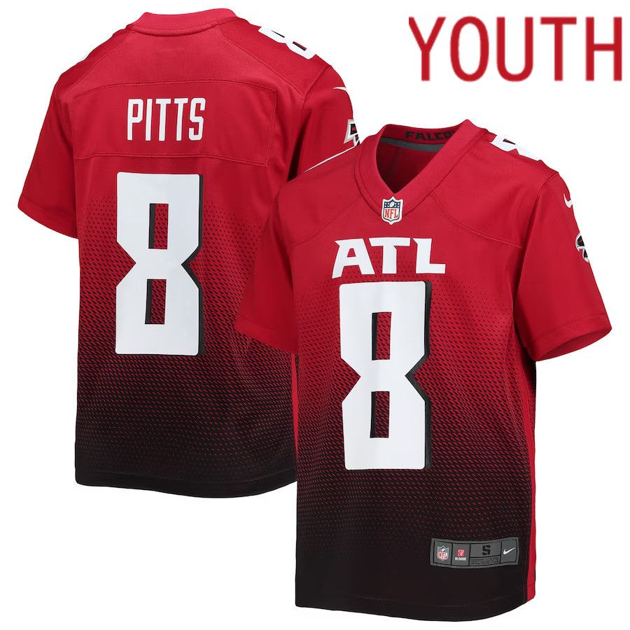 Youth Atlanta Falcons 8 Kyle Pitts Nike Red Game NFL Jersey
